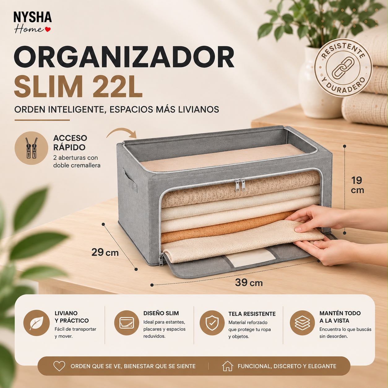 🔥2x1 HOY | Organizador Slim 22L